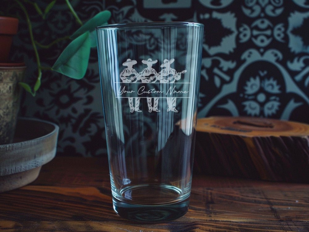 Personalized Mariachi Band Pint Glass: Engraved Mexican Music Gift