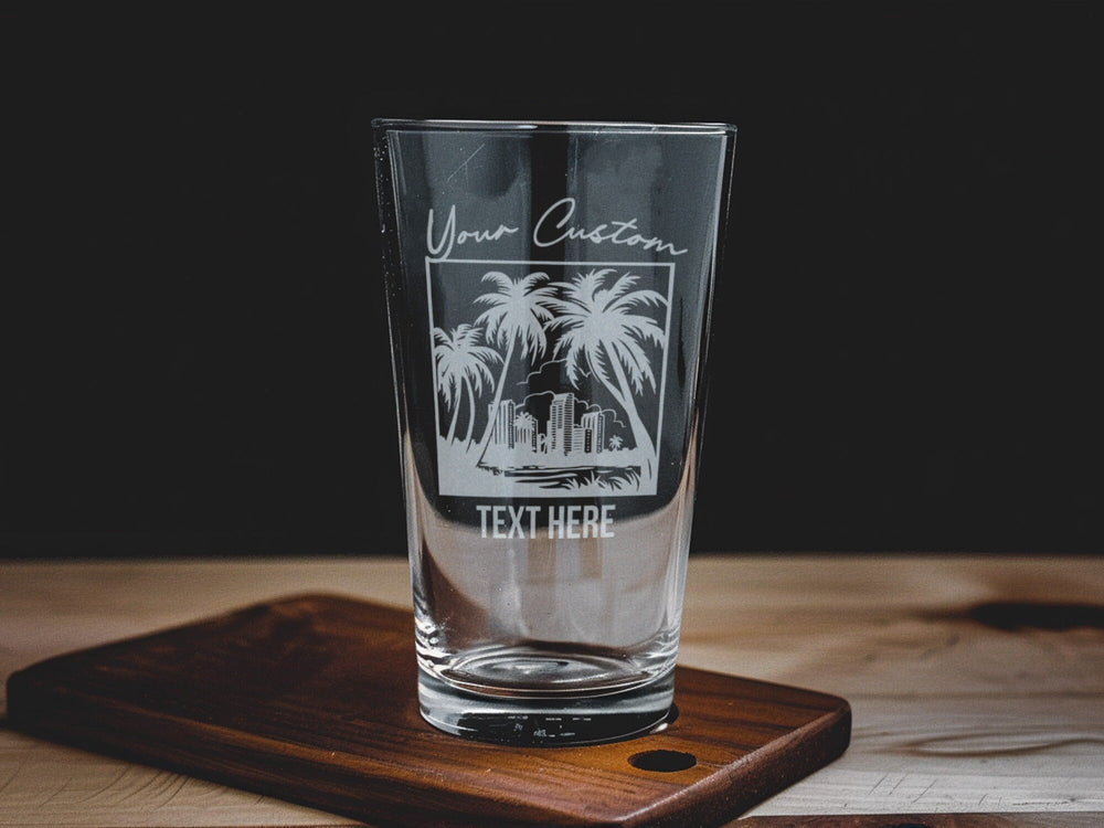 Personalized Hialeah Pint Glass: Laser Engraved Beer Gift