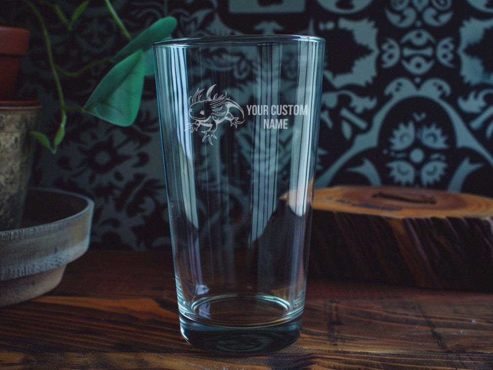Axolotl Pint Glass: Personalized Beer Glass, Amphibian Design