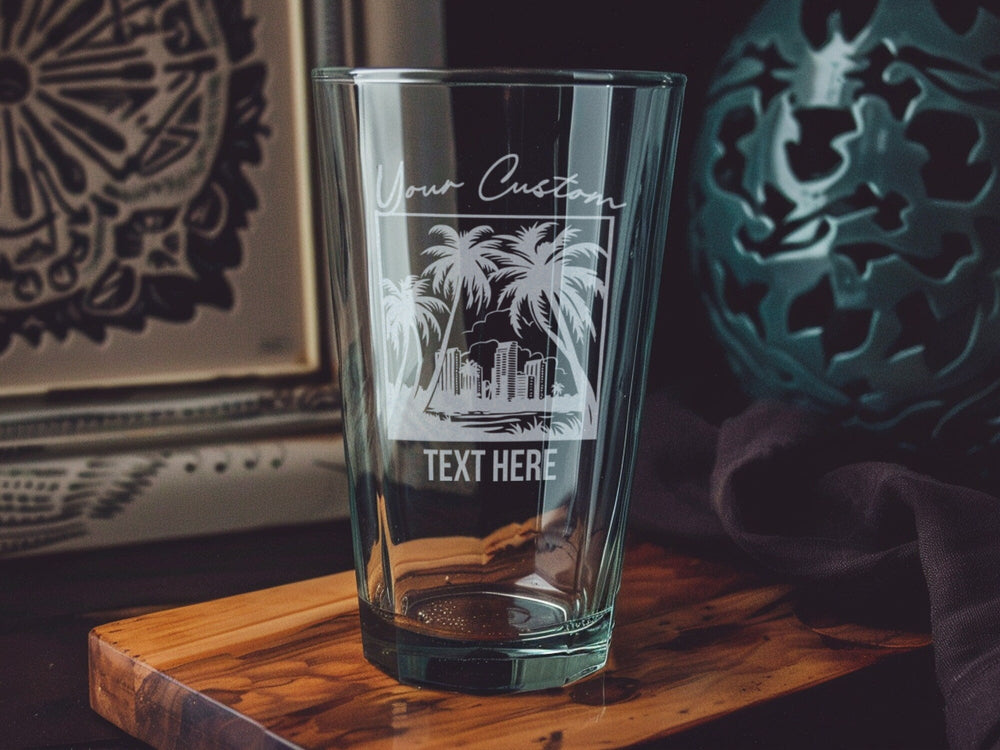 Personalized Hialeah Pint Glass: Laser Engraved Beer Gift