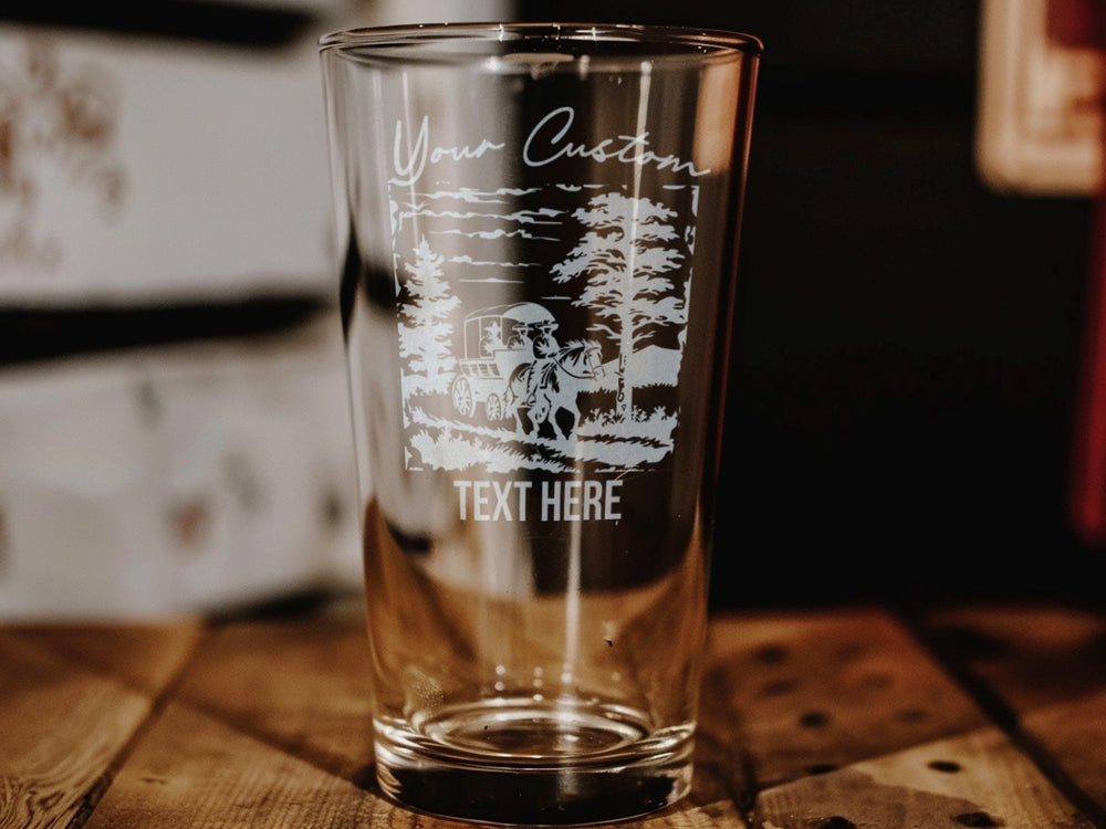 Oregon Trail Pint Glass: Personalized Historic Souvenir Barware
