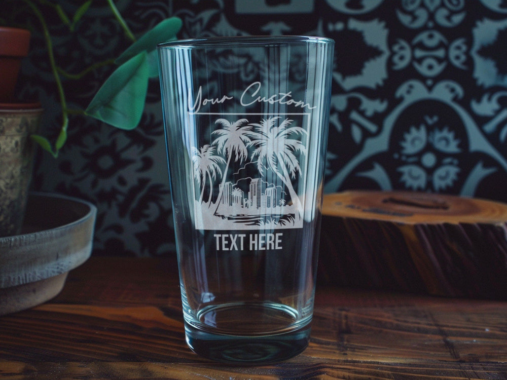 Personalized Hialeah Pint Glass: Laser Engraved Beer Gift