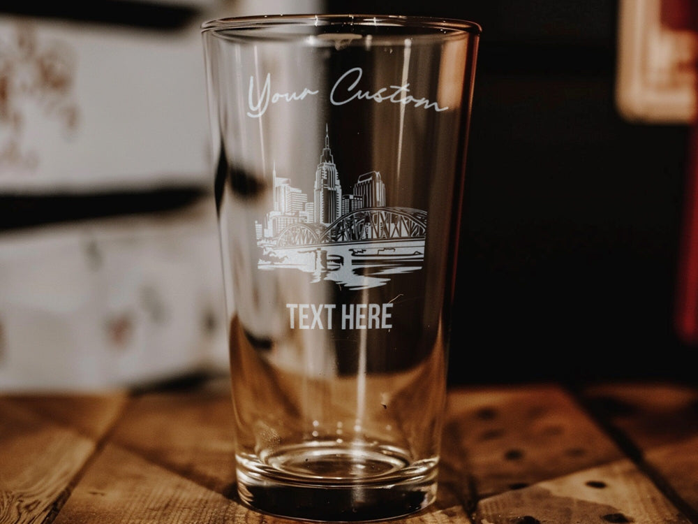 Personalized Nashville Pint Glass: Laser Engraved Beer Glass