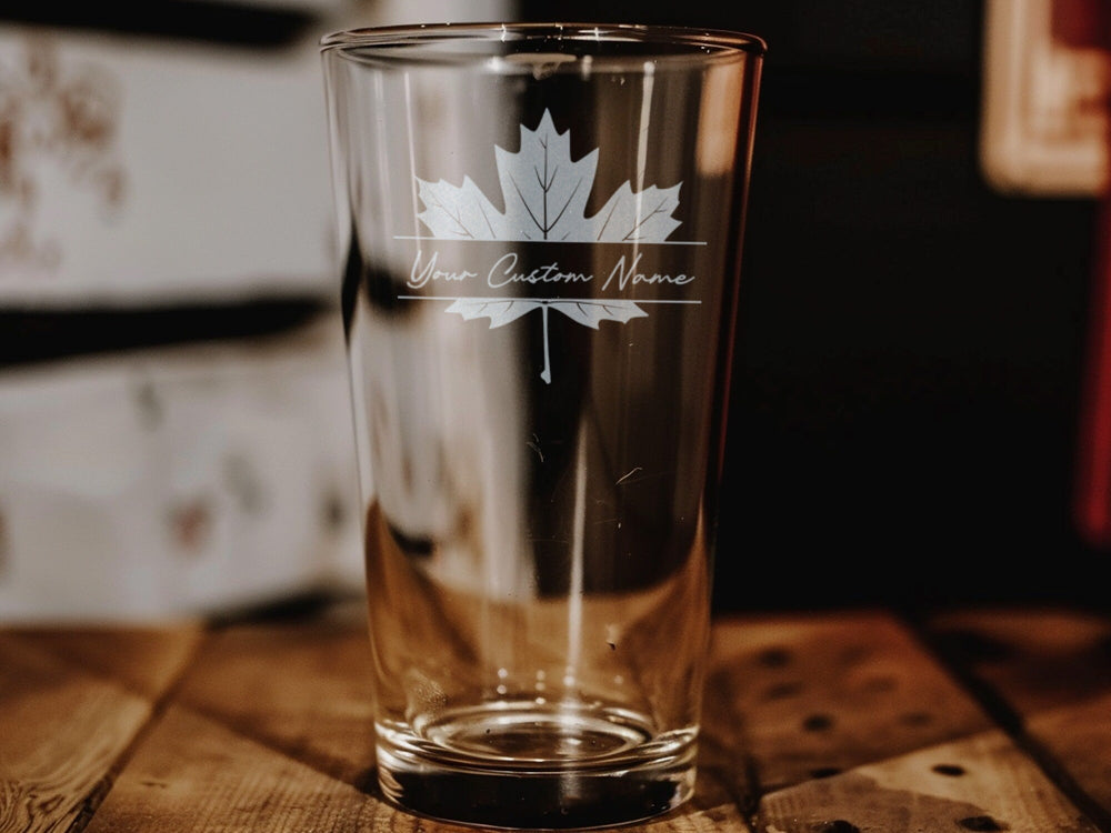 Canadian Maple Leaf Pint Glass, Beer Lover Gift, Glassware Collection, Canadian Souvenir, Bar Essentials