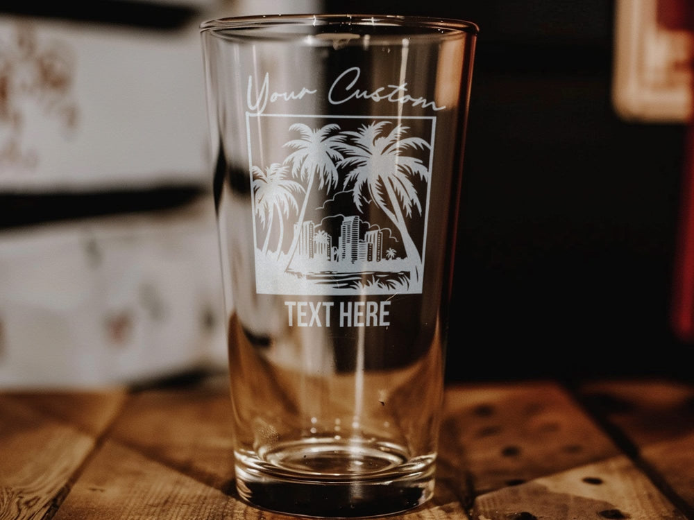 Personalized Hialeah Pint Glass: Laser Engraved Beer Gift