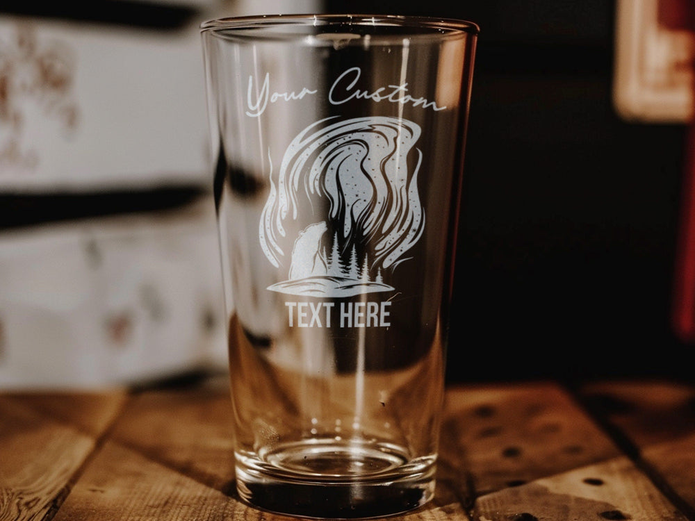 Laser Engraved Aurora Pint Glass: Personalized Beer Gift