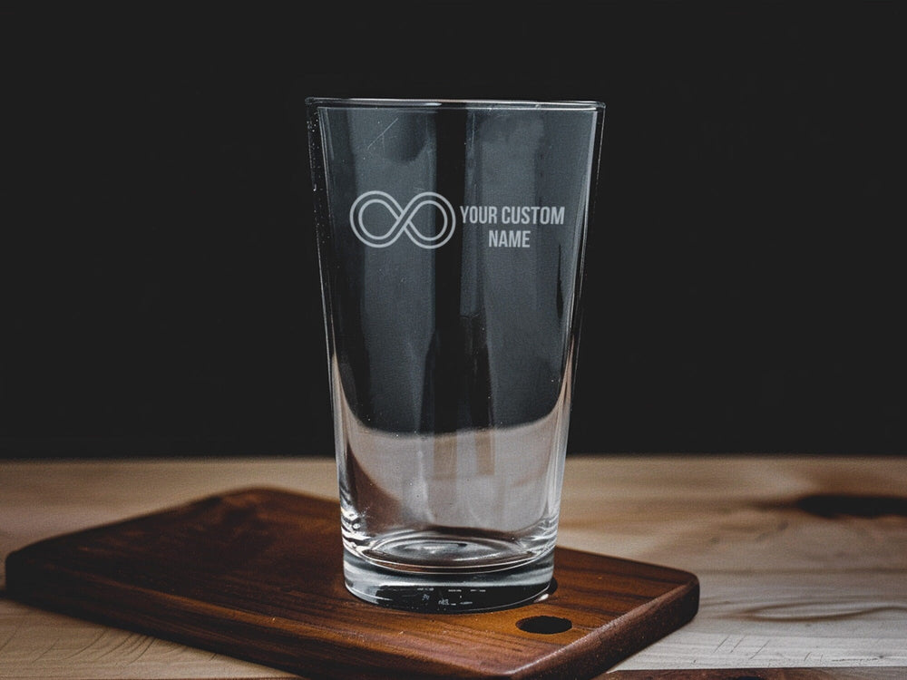Infinity Symbol Pint Glass: Personalized Beer Glass, Engraved Gift