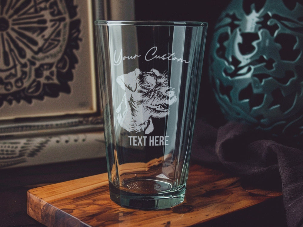 Personalized Border Terrier Pint Glass: Engraved Dog Beer Glass