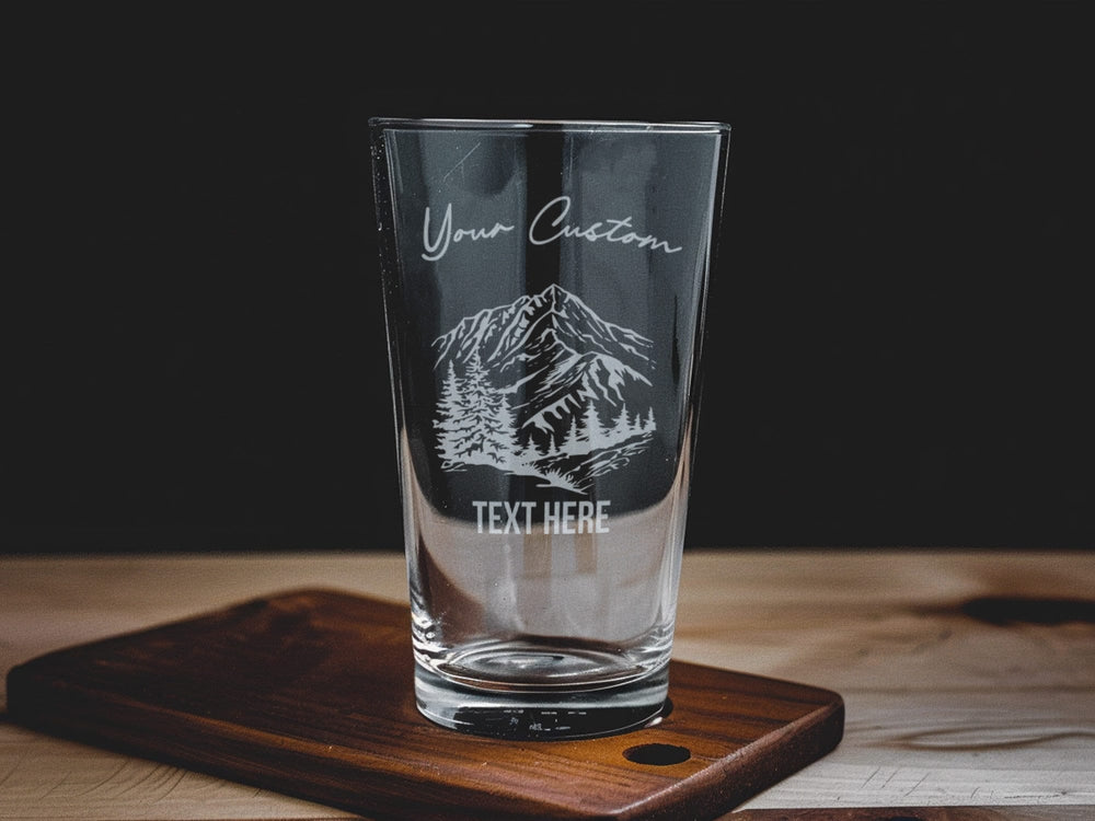 Rustic Mountain Range Pint Glass: Personalized Cabin Decor