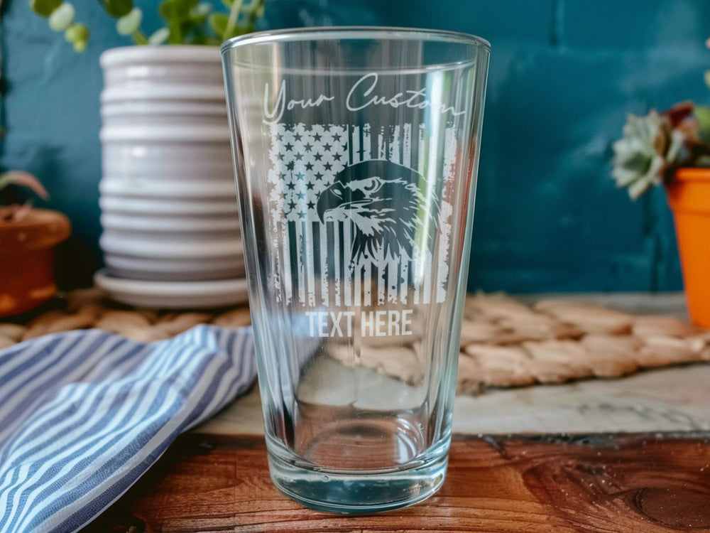American Eagle Pint Glass: Patriotic USA Flag Beer Glass