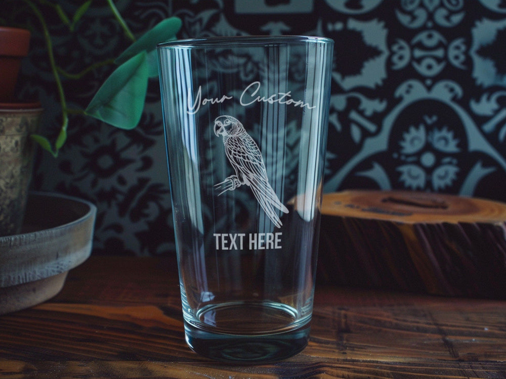 Meyer's Parrot Pint Glass: Personalized Bird Lover Gift