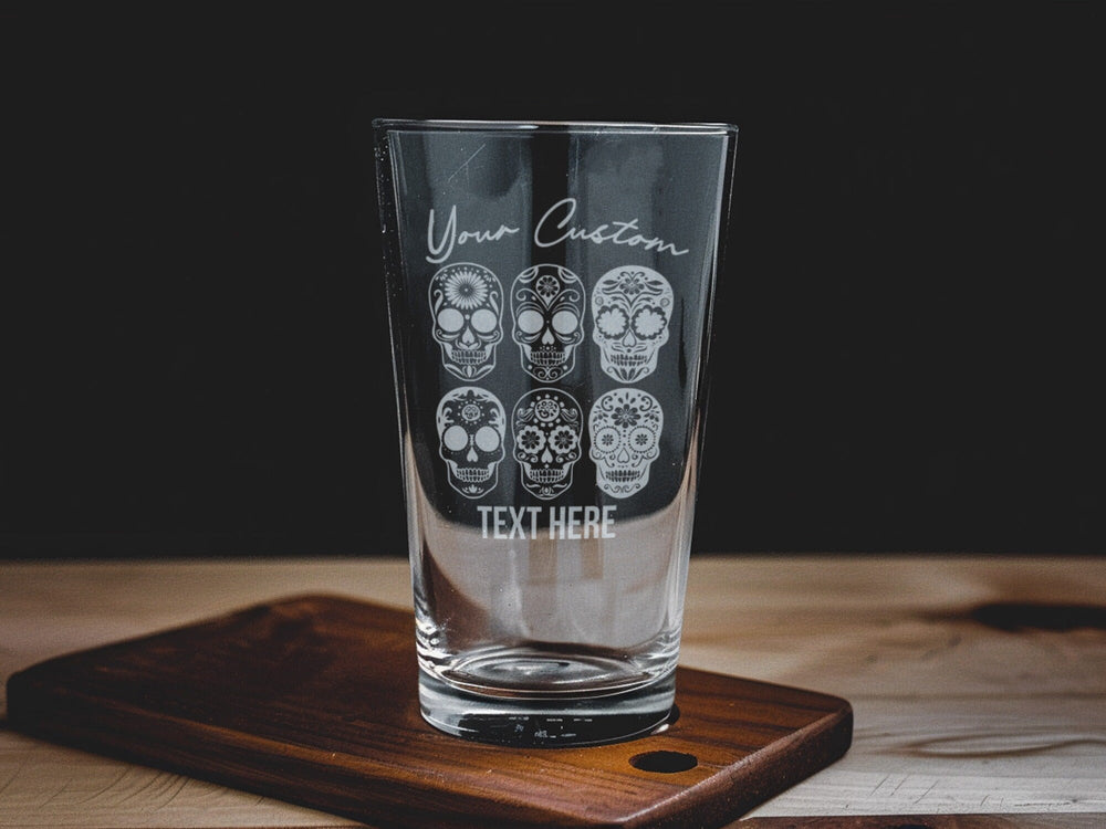 Dia de los Muertos Skulls Pint Glass: Mexican Culture Collectible