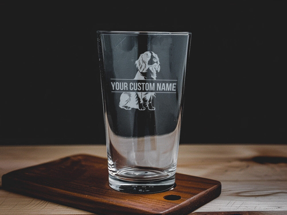 English Springer Spaniel Pint Glass: Custom Engraved Dog Lover Gift