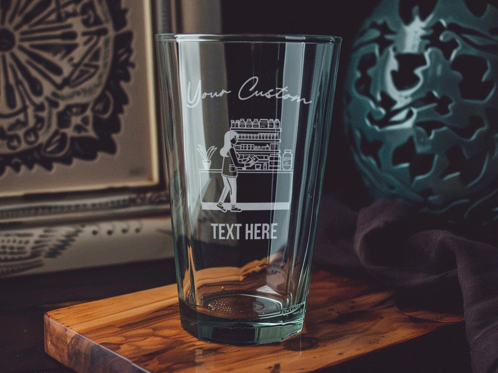 Personalized Pharmacy Technician Pint Glass: Engraved Beer Gift