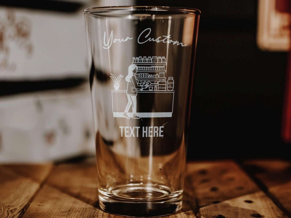 Personalized Pharmacy Technician Pint Glass: Engraved Beer Gift