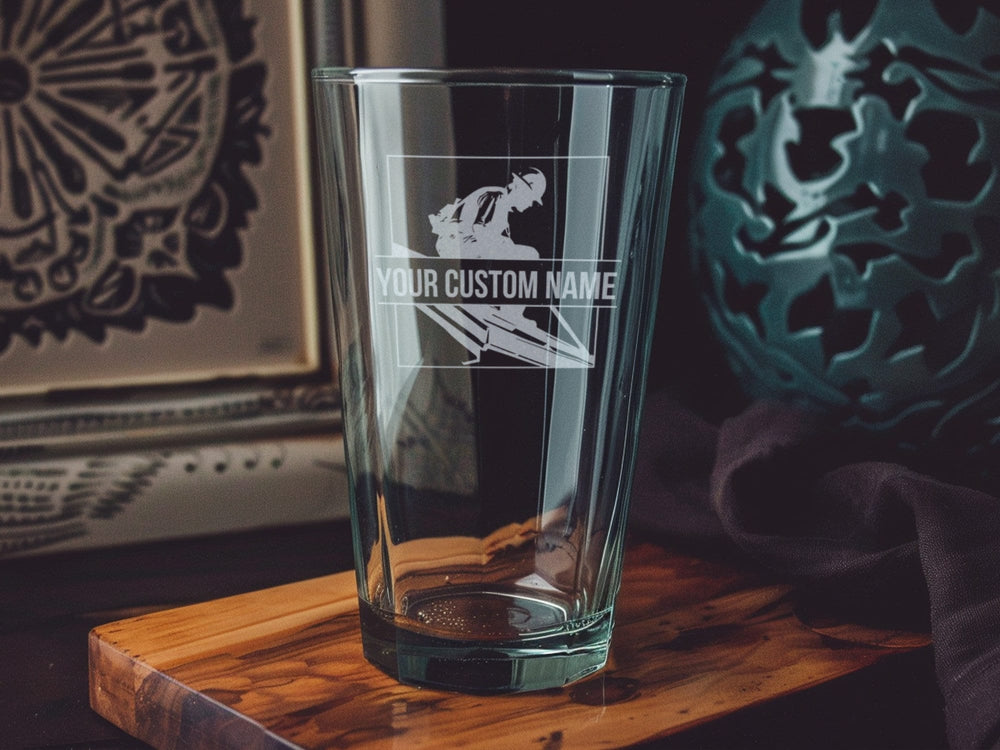 Roofer Pint Glass, Beer Lover Gift, Durable Glassware, Home Bar Essential, Unique Drinkware