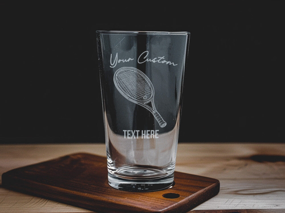 Tennis Racket Pint Glass: Personalized Sports Barware Gift
