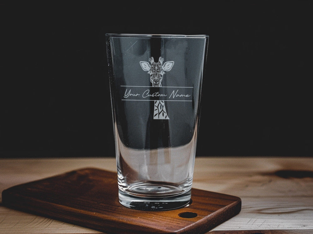 Giraffe Pint Glass: Personalized Animal Print Beer Glass