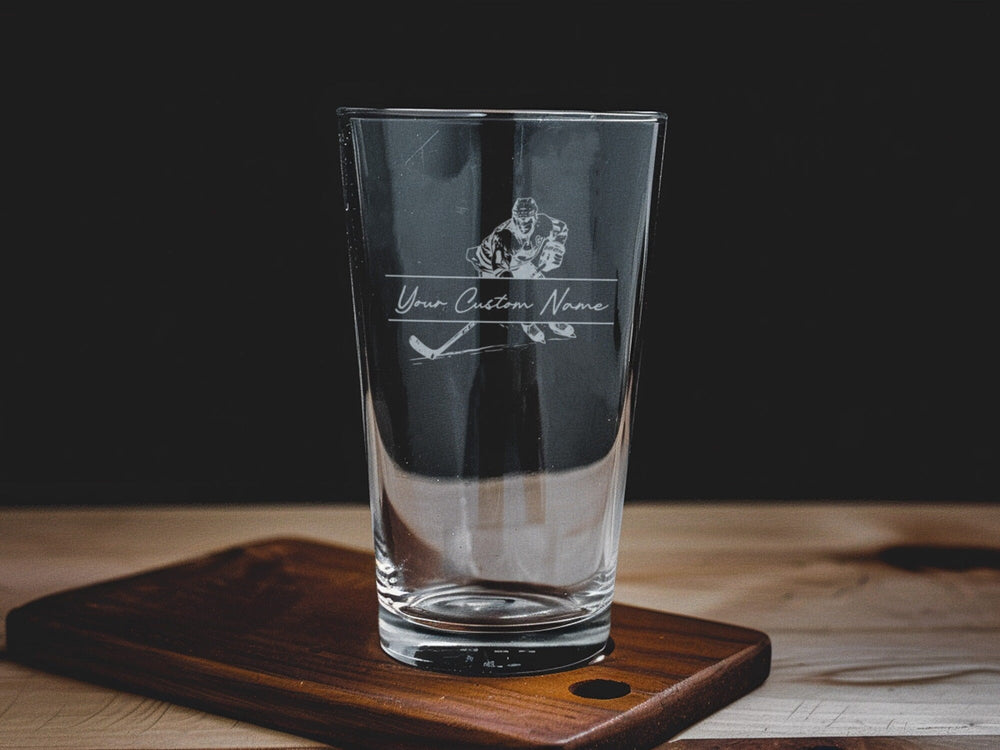Hockey Player Pint Glass, Breakaway Speed, Beer Lover Gift, Sports Bar Decor, Skating Memorabilia