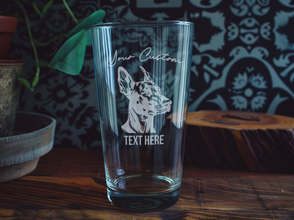 Personalized Doberman Pinscher Pint Glass: Engraved Beer Gift