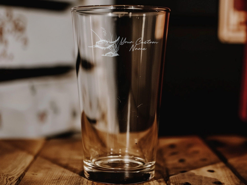 Stingray Engraved Pint Glass: Sea Life Barware, Ocean Gift