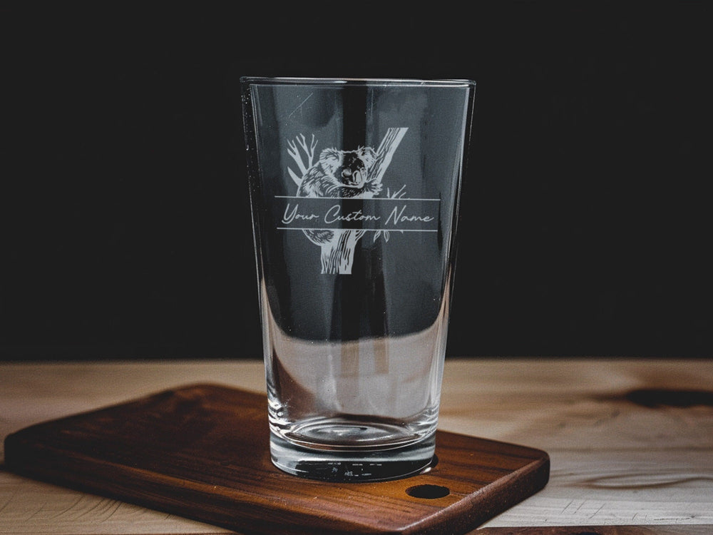 Engraved Koala Pint Glass: Personalized Beer Gift