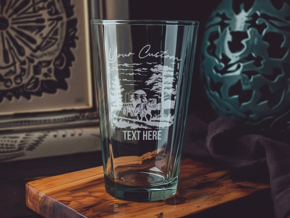 Oregon Trail Pint Glass: Personalized Historic Souvenir Barware