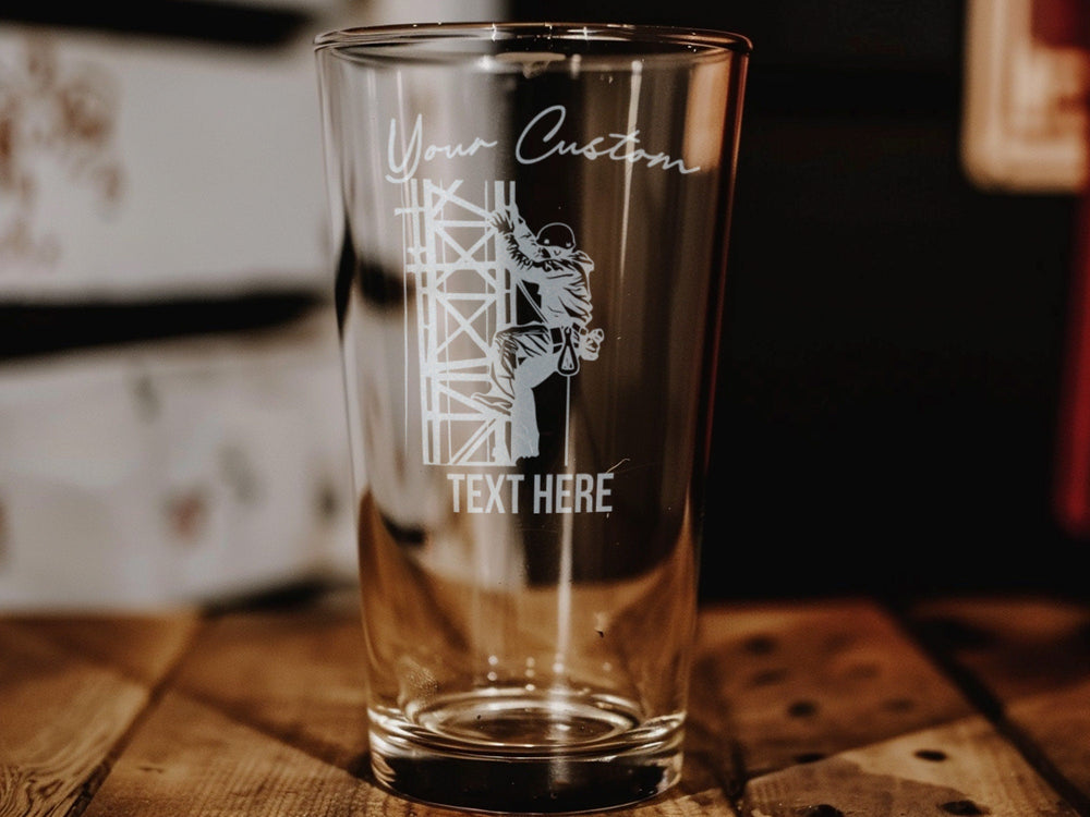 Tower Climber Pint Glass: Personalized Beer Lover Gift