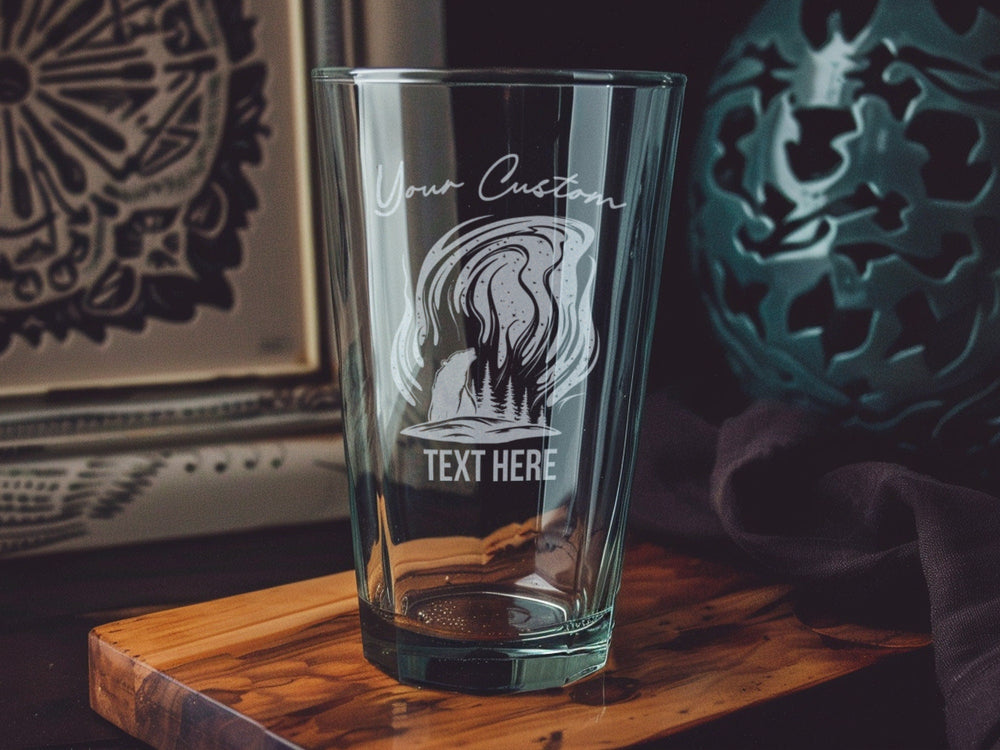 Laser Engraved Aurora Pint Glass: Personalized Beer Gift