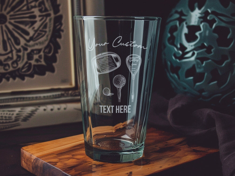 Golf Clubs Pint Glass: Personalized Golf Lover Gift