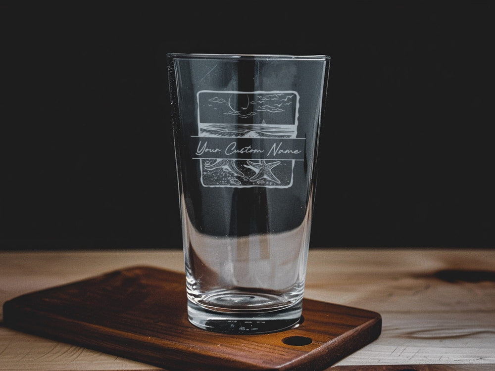 Starfish Pint Glass, Beach Beer Glass, Ocean Drinkware, Seashore Barware, Coastal Kitchen Decor