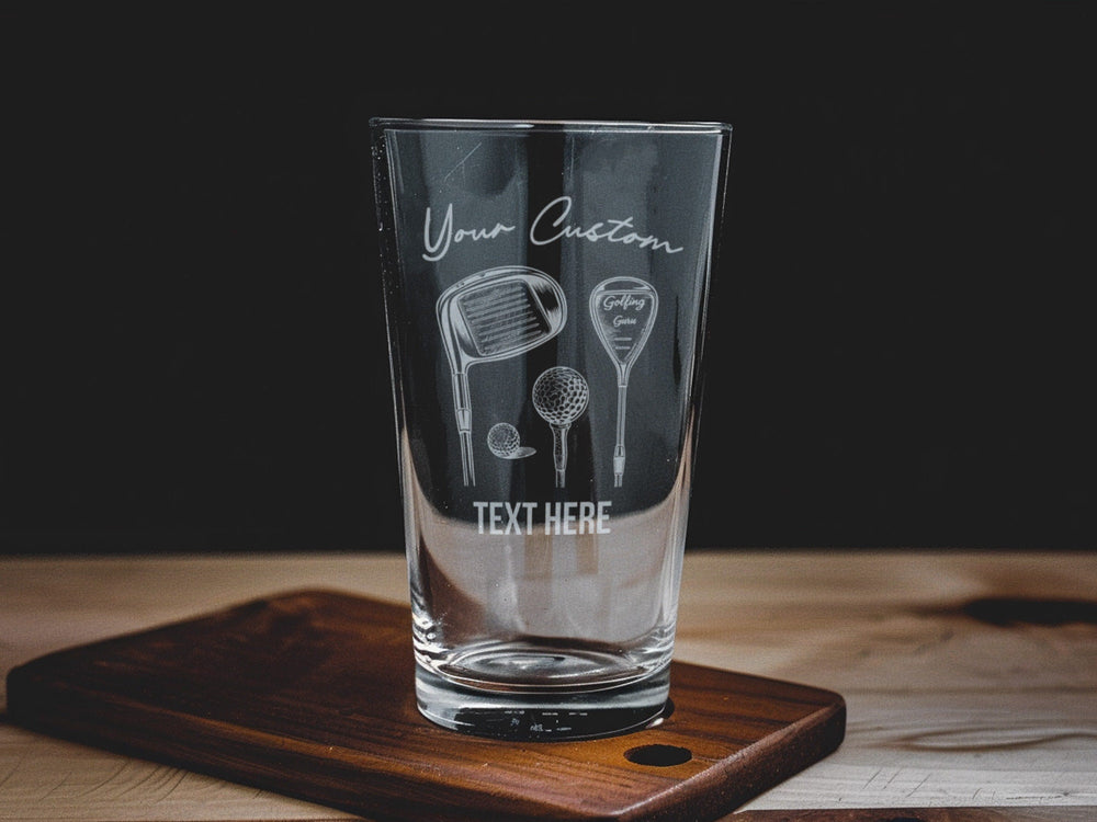 Golf Clubs Pint Glass: Personalized Golf Lover Gift