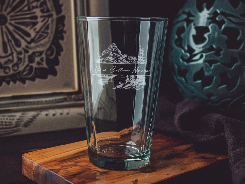 Glacier National Park Pint Glass: Engraved Montana Beer Souvenir