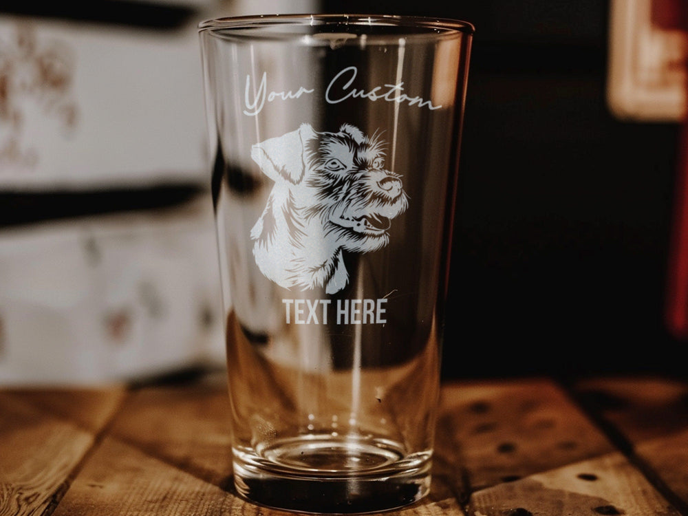 Personalized Border Terrier Pint Glass: Engraved Dog Beer Glass