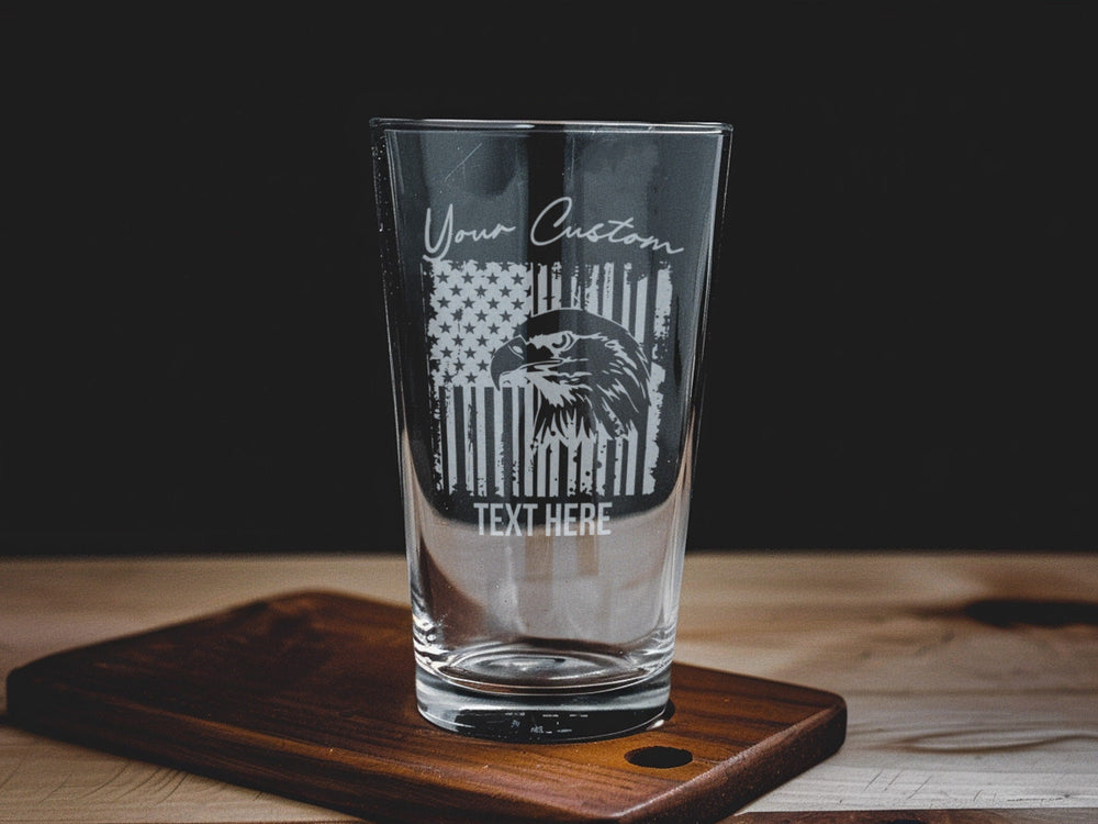 American Eagle Pint Glass: Patriotic USA Flag Beer Glass