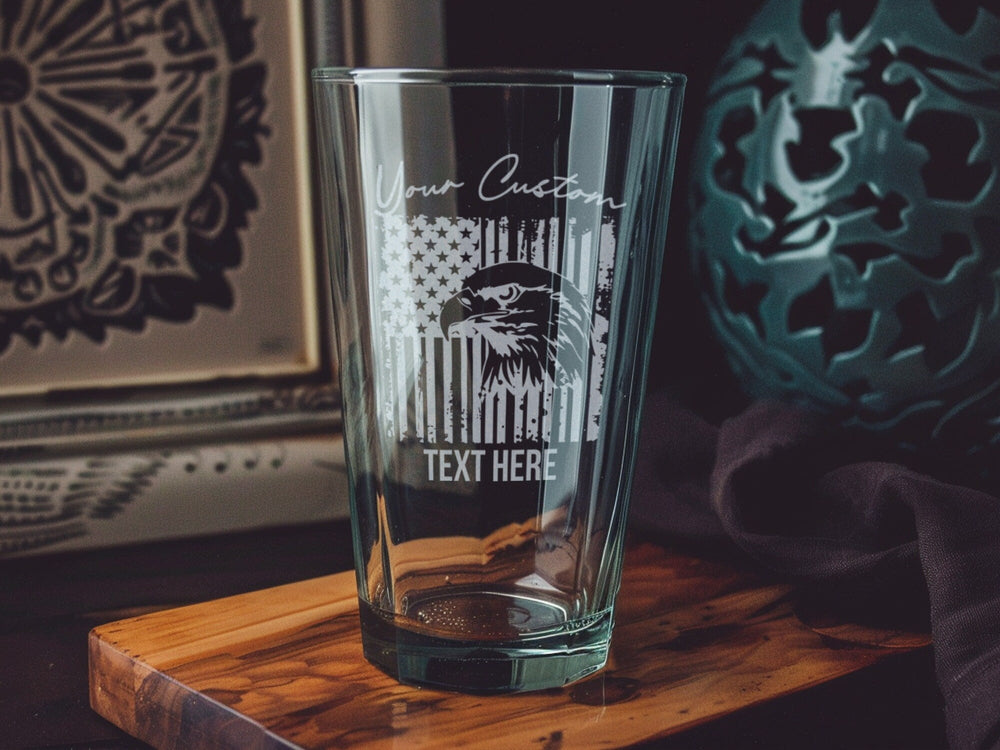 American Eagle Pint Glass: Patriotic USA Flag Beer Glass