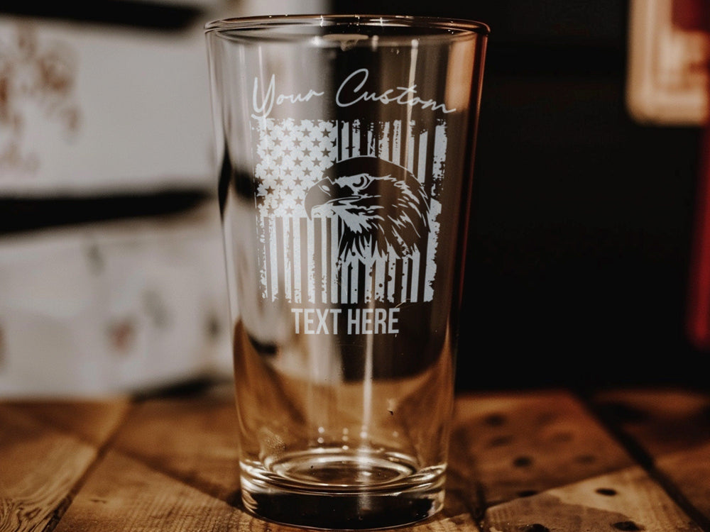 American Eagle Pint Glass: Patriotic USA Flag Beer Glass
