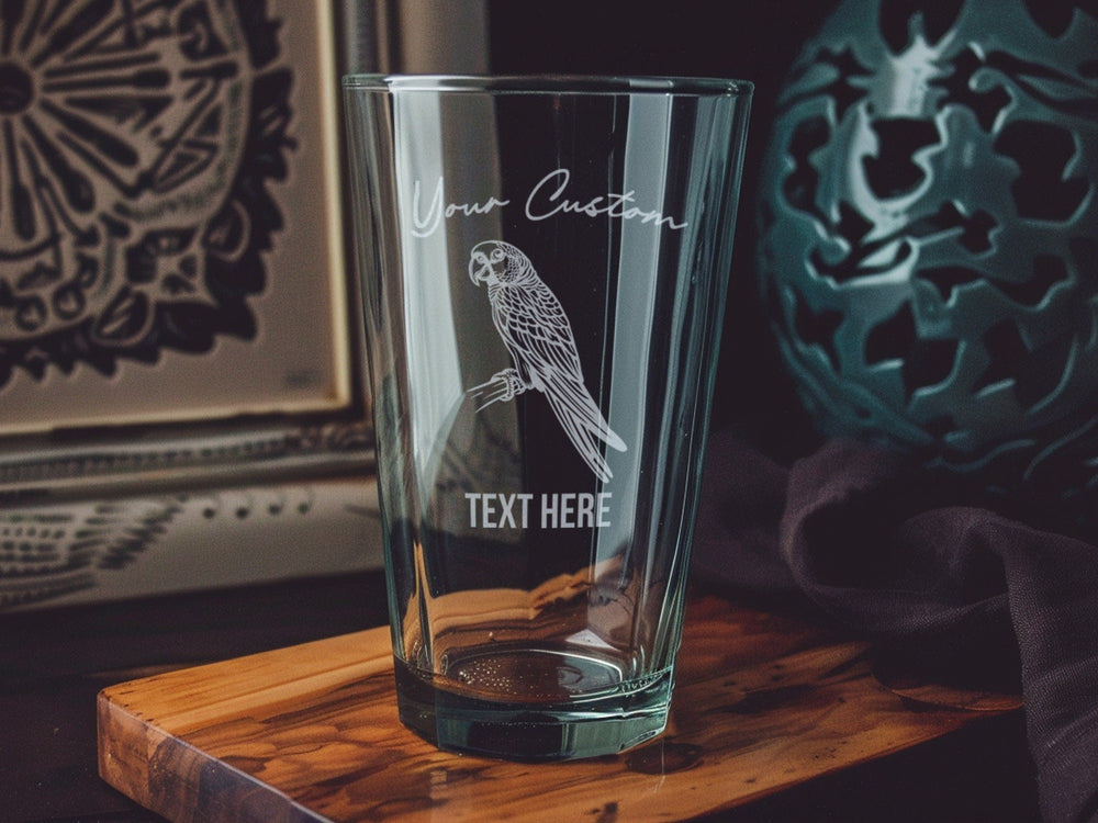 Meyer's Parrot Pint Glass: Personalized Bird Lover Gift
