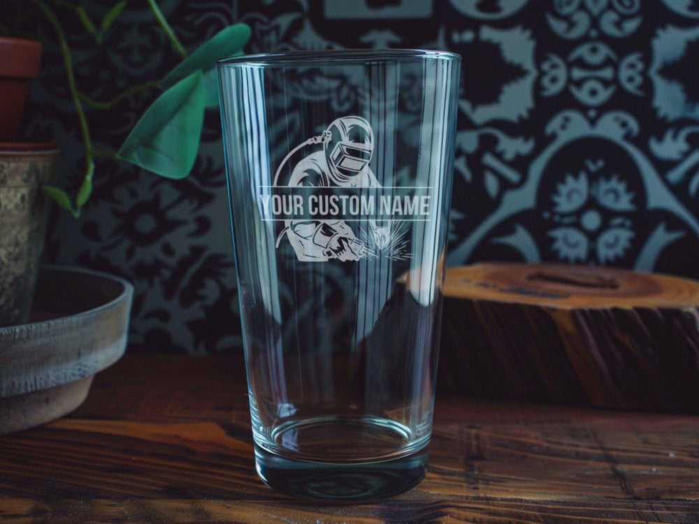 Welder Pint Glass: Personalized Beer Lover Gift