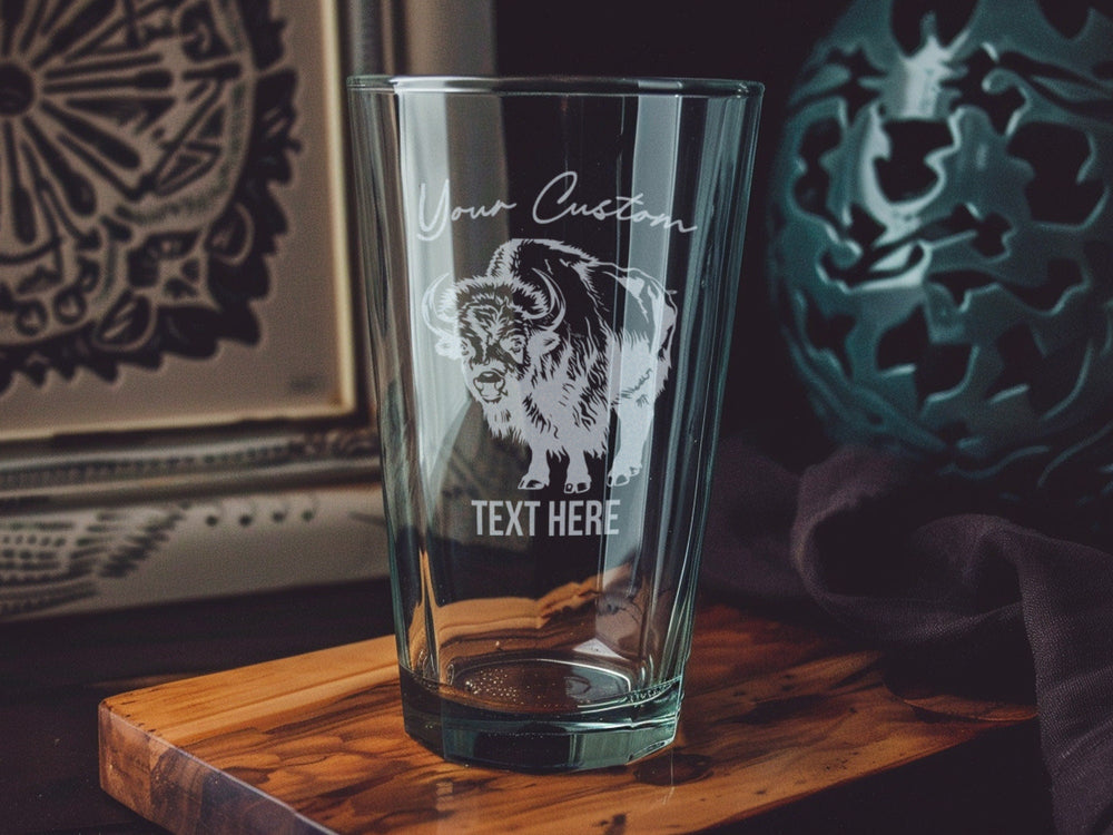 Buffalo Pint Glass, Beer Lover Gift, Home Bar Essentials, Drinking Glassware, Craft Beer Accessories