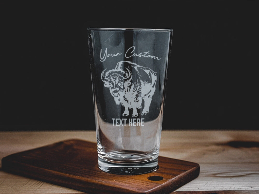 Buffalo Pint Glass, Beer Lover Gift, Home Bar Essentials, Drinking Glassware, Craft Beer Accessories