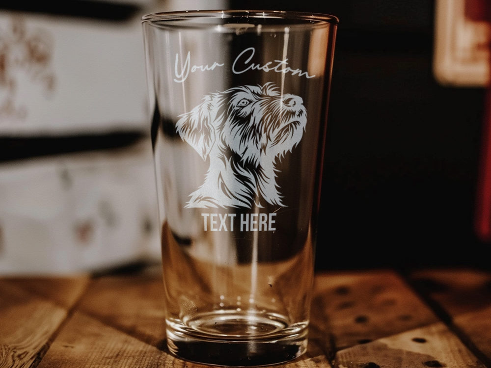 Wirehaired Pointing Griffon Pint Glass, Dog Lover Gift, Beer Enthusiast, Unique Barware, Collectible Glassware