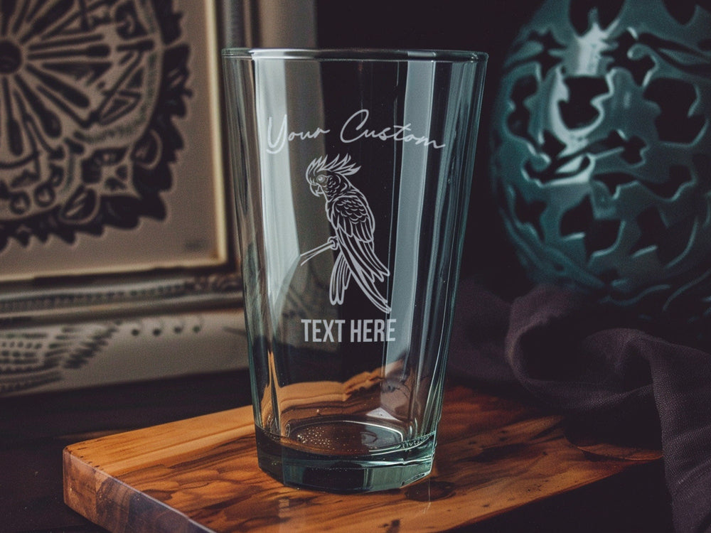 Cockatoo Pint Glass, Craft Beer Glassware, Unique Bar Gifts, Drinkware Collection, Home Pub Essentials