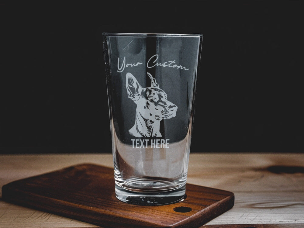Personalized Doberman Pinscher Pint Glass: Engraved Beer Gift