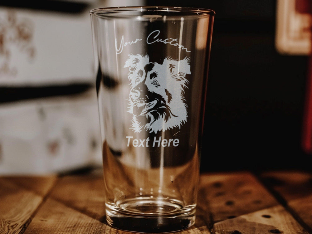 Personalized Australian Shepherd Pint Glass: Engraved Dog Lover Gift