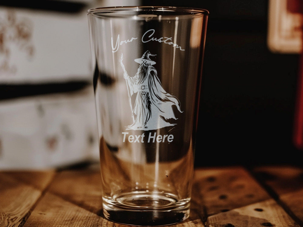 Personalized Wizard Pint Glass: Engraved Fantasy Beer Cup