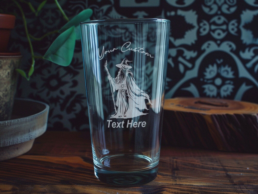 Personalized Wizard Pint Glass: Engraved Fantasy Beer Cup
