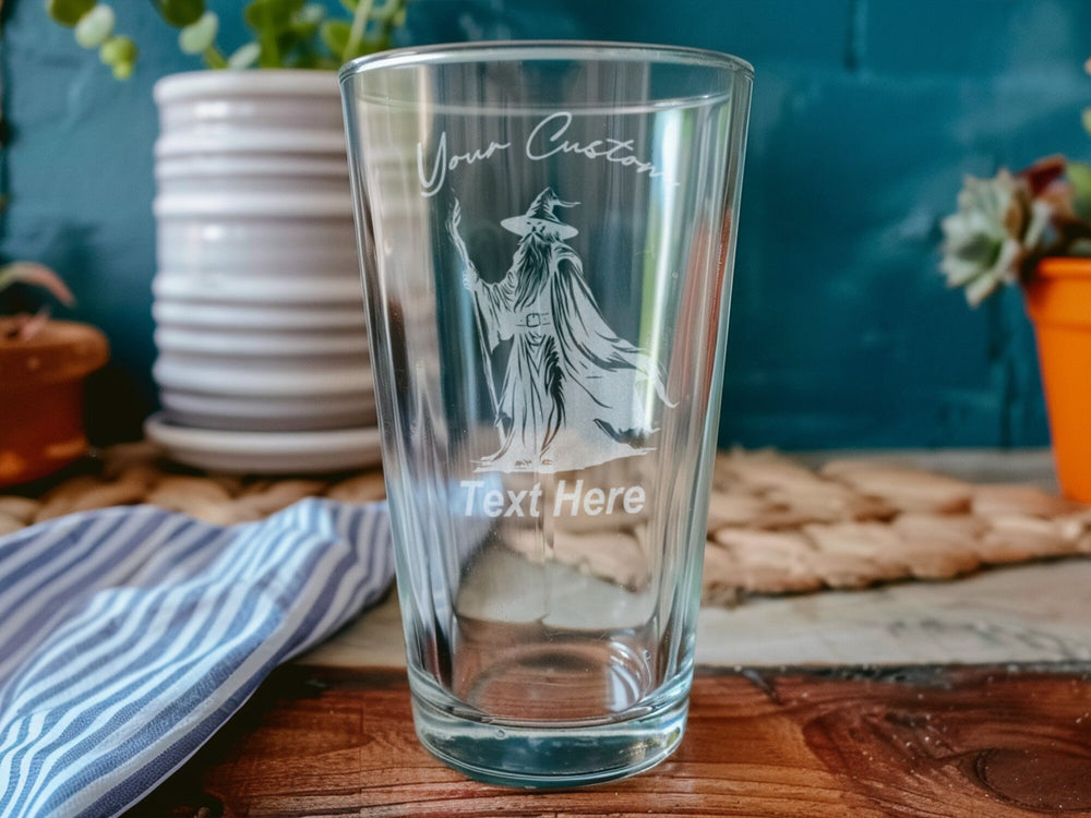 Personalized Wizard Pint Glass: Engraved Fantasy Beer Cup
