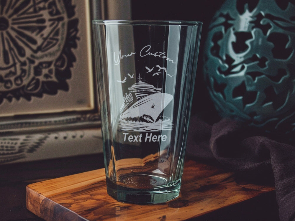 Cruise Ship Pint Glass, Vacation Dreams, Nautical Barware, Ocean Travel Mug