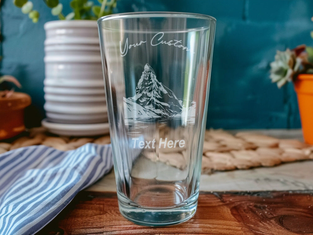 Matterhorn Pint Glass: Personalized Swiss Alps Beer Cup